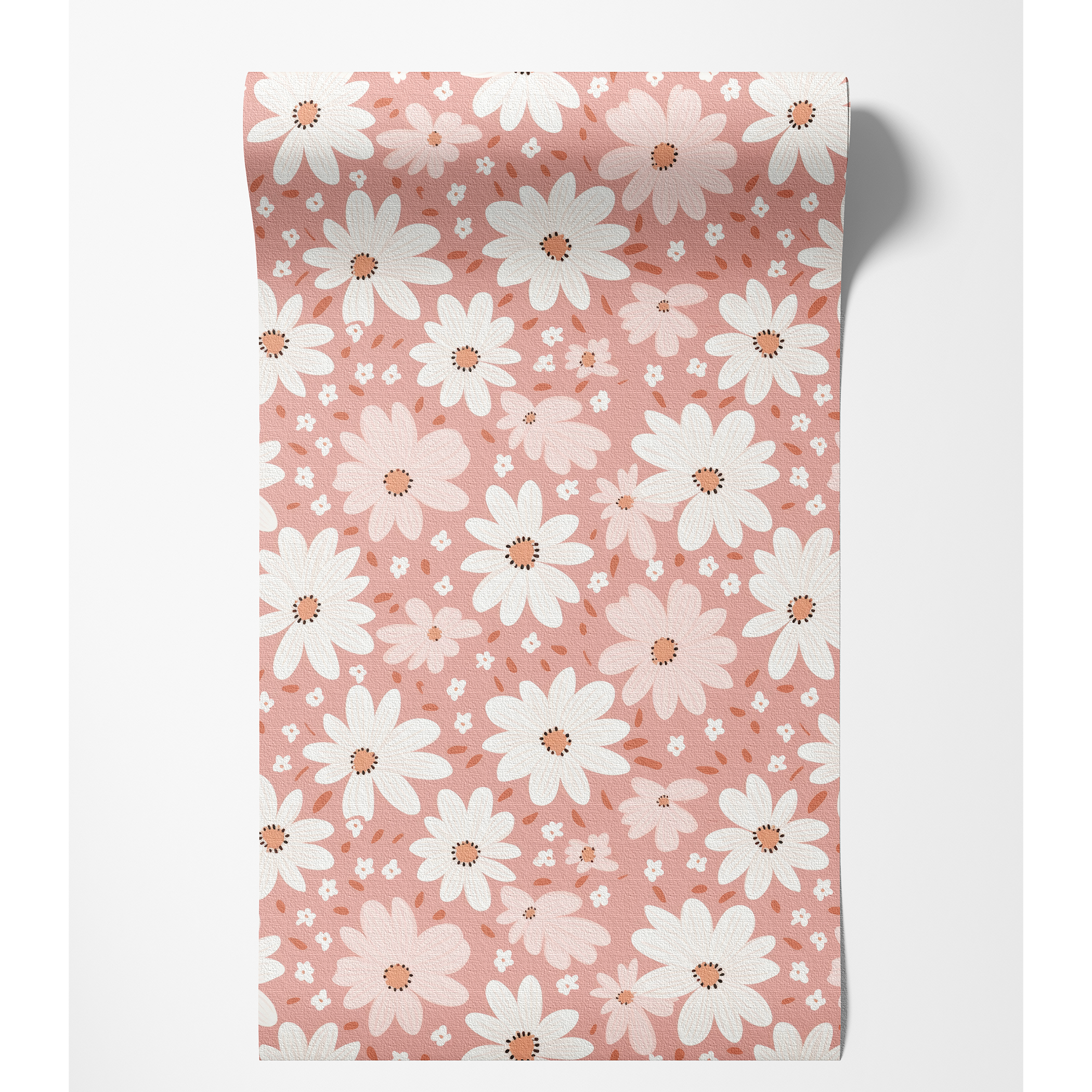 Pink Daisy peel and stick wallpaper room mockup